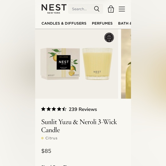 Nest Sunlit Yuzu & Neroli Three-Wick Candle, BRAND NEW - Picture 2 of 8